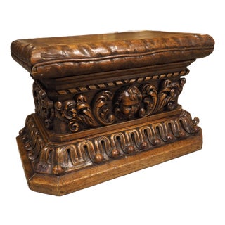 17th Century Oak Carved Socle Pedestal From Northern Italy For Sale