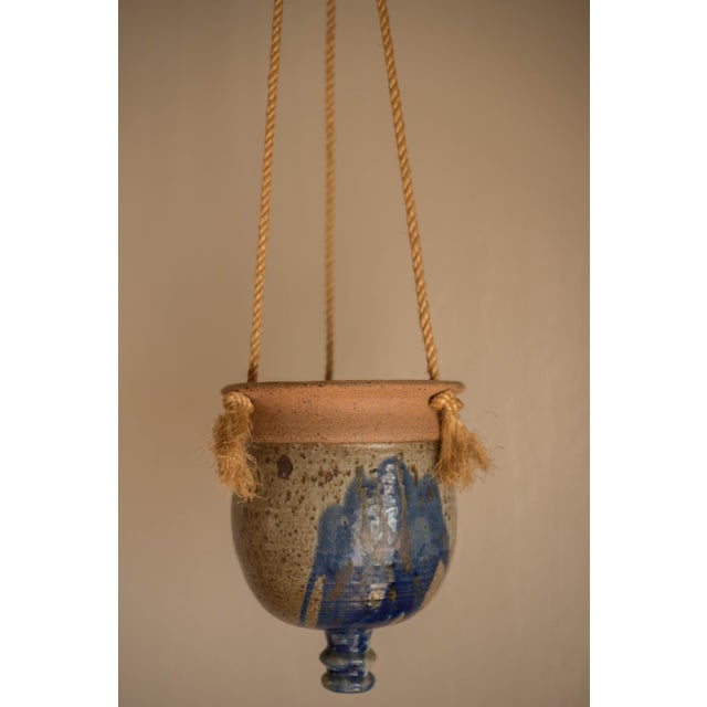 Mid Century Modern Hanging Stoneware Ceramic Drip Glaze Planter Pot For Sale In Monterey, CA - Image 6 of 9