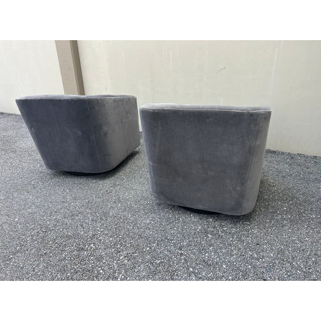 Restoration Hardware Pair of Restoration Hardware Swivel Chairs $500 For Sale - Image 4 of 10