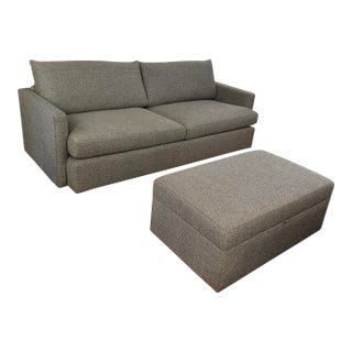 Crate & Barrel Lounge Deep Sofa + Storage Ottoman, Set For Sale