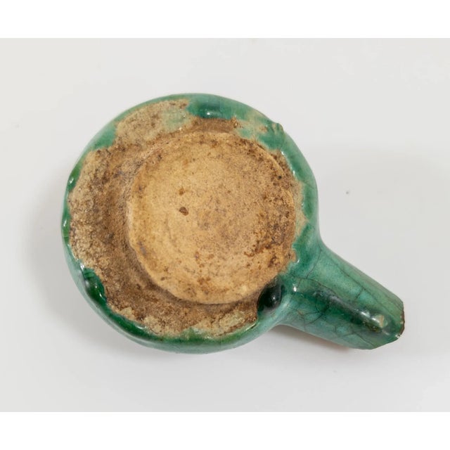16th Century or Earlier Green Glazed Middle Eastern Pottery Oil Lamp For Sale - Image 10 of 11