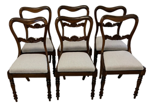 Antique Victorian Rosewood Dining Chairs, 1850s, Set of 6