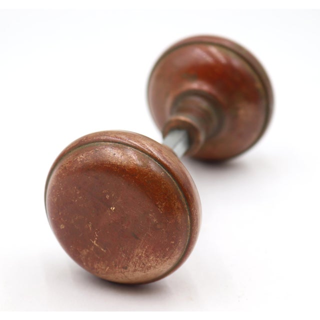 Vintage Classic Style Brass Passage Door Knob Set For Sale - Image 6 of 12