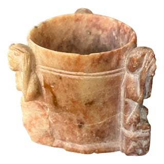 1930s Chinese Hand Carved Soapstone "Three Wise Monkeys" Toothpick Holder "See No Evil, Hear No Evil, Speak No Evil" For Sale