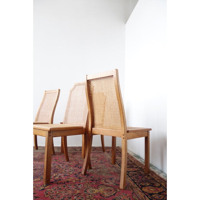 Wood and Cane Dining Chairs Set of 4 Chairish