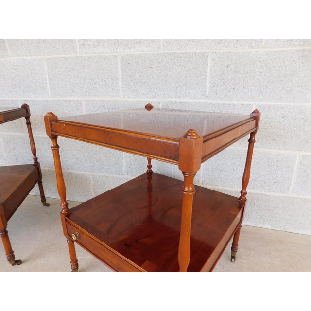 Hekman Regency Style Olive Wood Mahogany End Tables - A Pair For Sale - Image 16 of 18