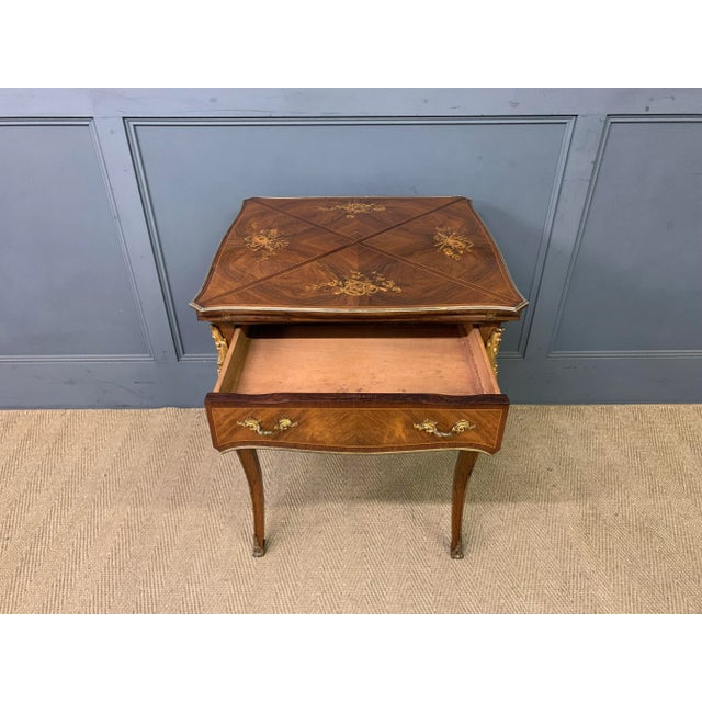 Inlaid Rosewood Envelope Card Table by Maple & Co., 1890 For Sale - Image 12 of 18