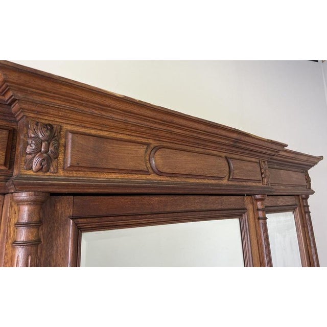 Antique French Carved Oak 3-Door Armoire For Sale - Image 10 of 18