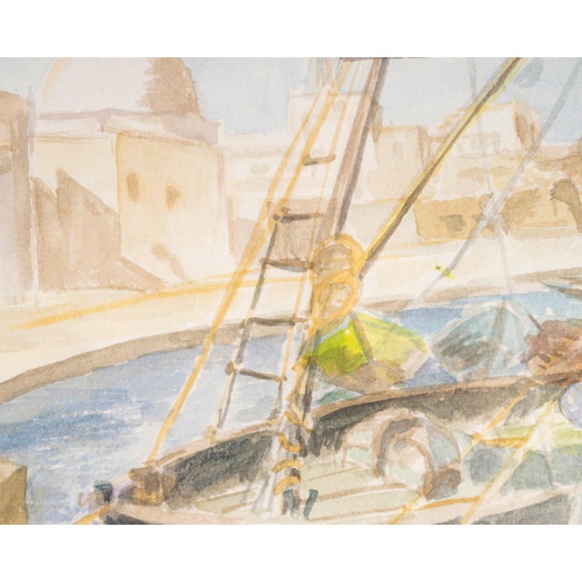 Evelyne Luez, The Port of Saint-Jean d'Acre, Watercolour on Paper, Framed For Sale - Image 6 of 9