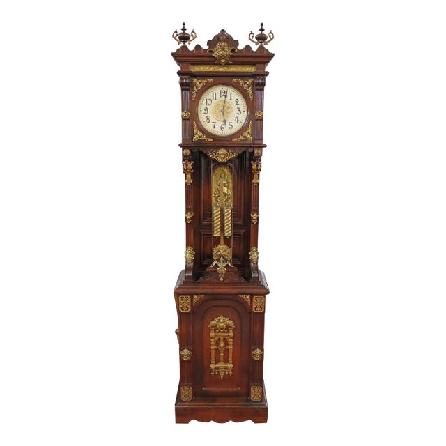 Ansonia Mahogany Bronze Mounted Floor Clock Grandfather Clock Circa 1900 For Sale