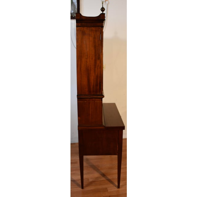 1930s Federal Style Mahogany Secretary Desk Hutch Display Cabinet Bookcase For Sale - Image 16 of 18