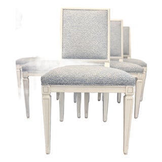 Set of 6 Highland House Dining Side Chairs With Schumacher Fabric For Sale