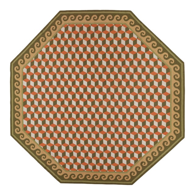 Oversized Vintage Needlepoint Octagonal Rug With Geometric Pattern ...