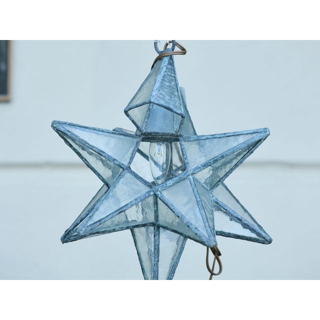 Mid 20th Century French Mid Century Modern Star Metal and Glass Light Fixture with Single Bulb For Sale - Image 4 of 12