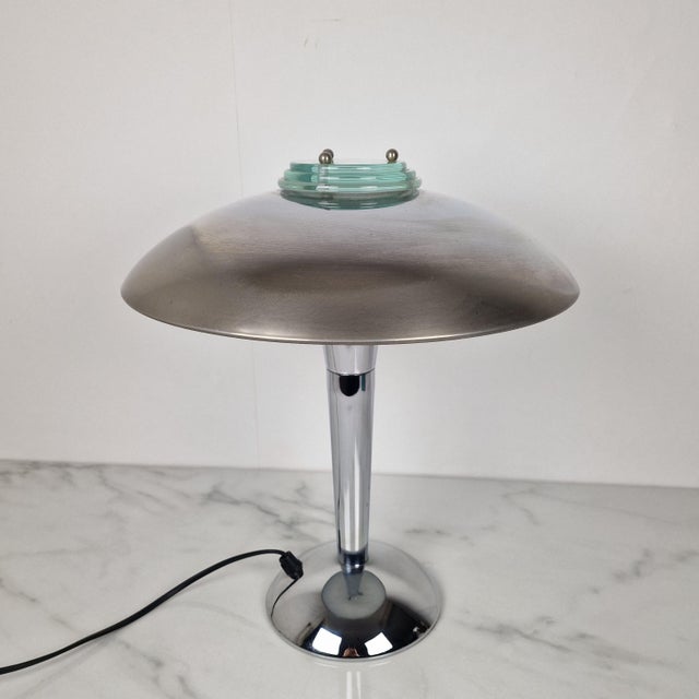 Vintage Space Age Chrome & Glass Table Lamp, 1980s For Sale - Image 4 of 14