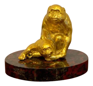 Early 20th Century French Gilt Bronze Sculpture of Seated Monkeys