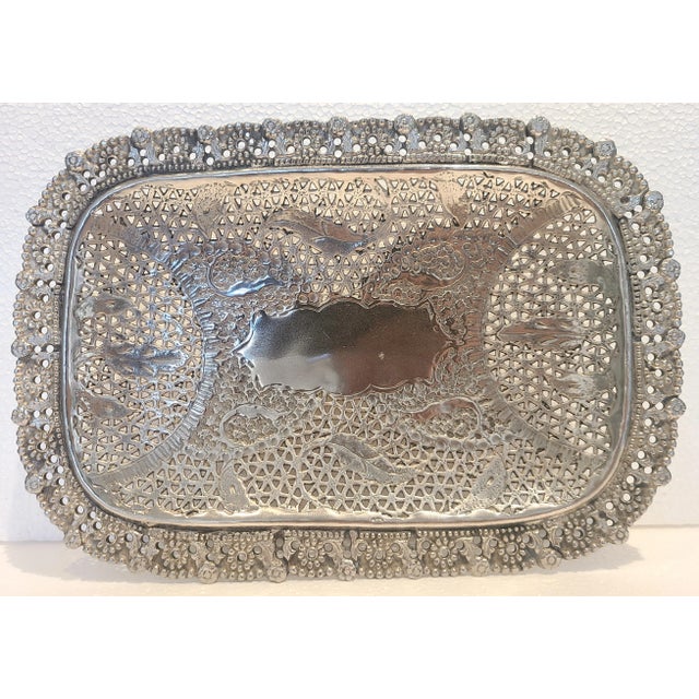 Silver Antique Early 20th Century Pierced Footed Silver Plate Dish For Sale - Image 8 of 8