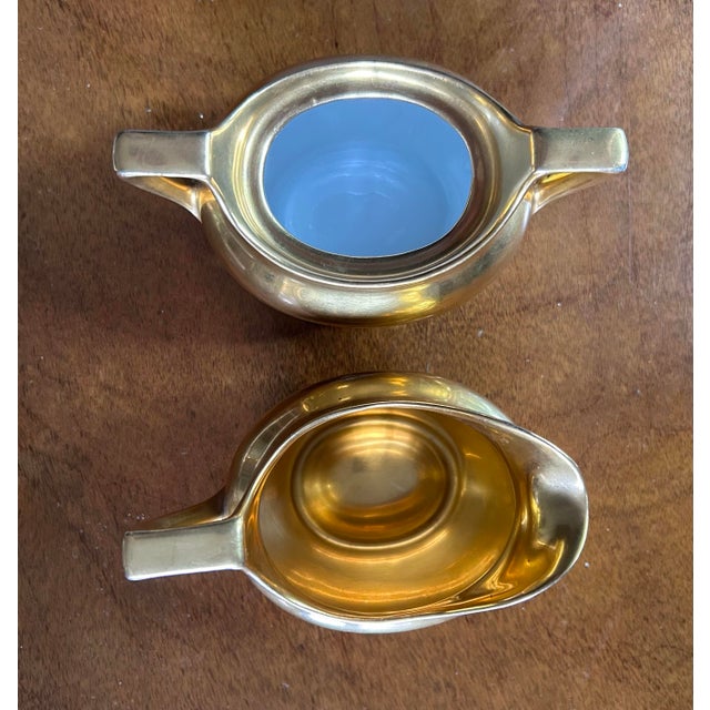 24k Gold Painted Creamer and Sugar, r.s. Tillowitz (Reinhold Schlegelmilch) in Silesia/Germany For Sale - Image 4 of 4