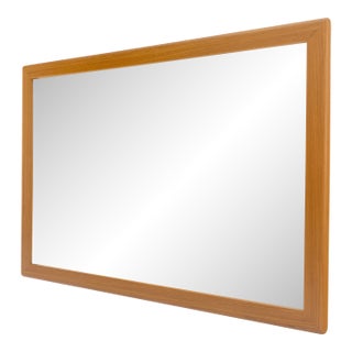 Solid Teak Frame Danish Mid Century Modern 32x44 Rectangle Wall Mirror Mint! For Sale