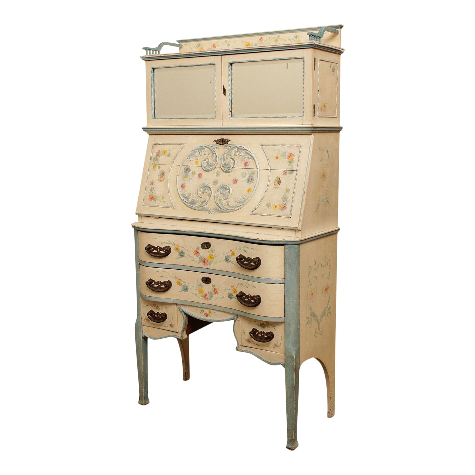 Antique Victorian Oak Hand Painted Secretary Desk Chairish