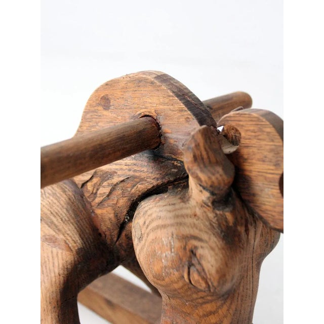 Brown Vintage Hand-Carved Wooden Horse For Sale - Image 8 of 13
