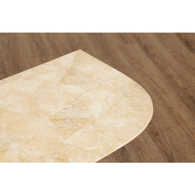 Hollywood Regency Tessellated Stone Brass Inlaid Console Table For Sale - Image 4 of 12