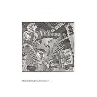 1988 M.C. Escher 'Relativity' Surrealism Black & White Offset Lithograph For Sale