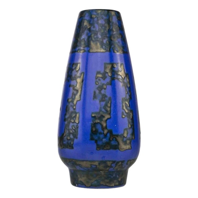 Mid-Century Blue Ceramic Vase by Strehla, Italy, 1950s For Sale