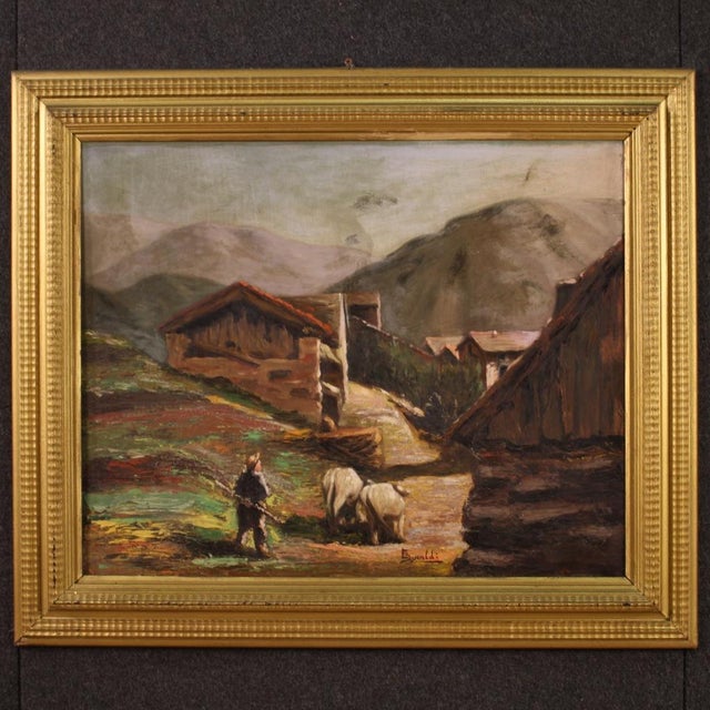 Italian Artist, Landscape with Shepherd, 1950s, Oil Painting on Panel, Framed For Sale - Image 16 of 16
