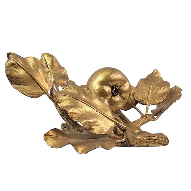 Vintage Italian Gilt Tole Apple on Branch Fruit Toleware Life / Full Size Figure Object For Sale - Image 4 of 6