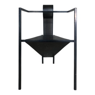 Vintage Sculptural Occasional Chair in Black Steel and Perforated Metal, 1980s For Sale