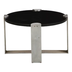 Midcentury Polished Steel and Wood Coffee Table, C. 1950