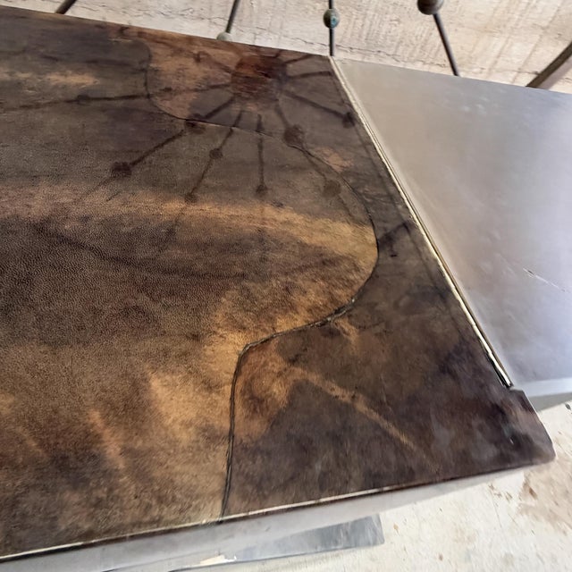 Modern 1980s Karl Springer- Brutalist Post Modern Geometric Goatskin Credenza For Sale - Image 3 of 15