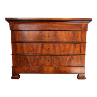 French Louis Philippe Flame Mahogany Commode With Original Ebonized Detailing, Mid-19th Century For Sale
