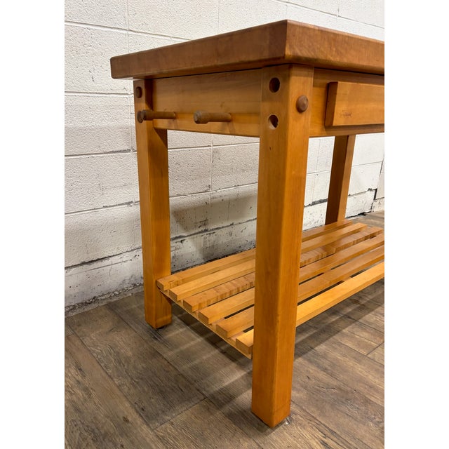 Traditional Le Gourmand Kitchen Island Butcher Block Table With Storage For Sale - Image 3 of 15