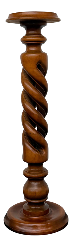 Mid-Century Barley Twist Pedestal in Polished Walnut, 1960s