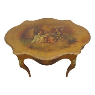 Late 1800s French Hand Painted Large Center Table 6244 For Sale