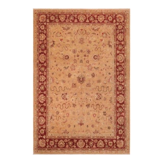 1990s Oriental Ziegler Gold Red Hand-Knotted Wool Rug - 10'2'' X 14'9'' For Sale