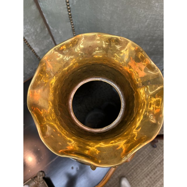 Vintage Large Solid Brass Urn With Rope Detailing For Sale - Image 4 of 6