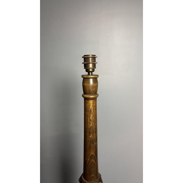 Mid-Century Brutalist Art Deco Floor French Wood Turned Lamp in the Style of Charles Dudouyt, 1950s For Sale - Image 9 of 14