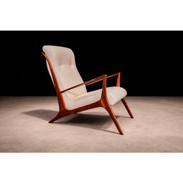 Off-white Armchair in Hardwood and Bouclé by John Graz, 1950s For Sale - Image 8 of 10