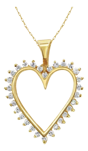 Diamond Cutout Heart Pendant .65cttw 14k Yellow Gold 16"