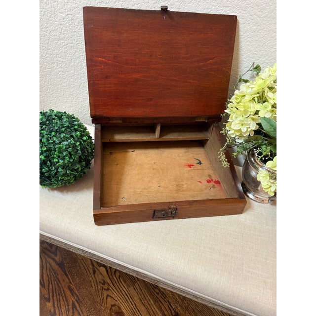 Victorian Antique Victorian Solid Walnut Lap Desk Writing Slope With Original Lock, C. 1870–1900 For Sale - Image 3 of 12