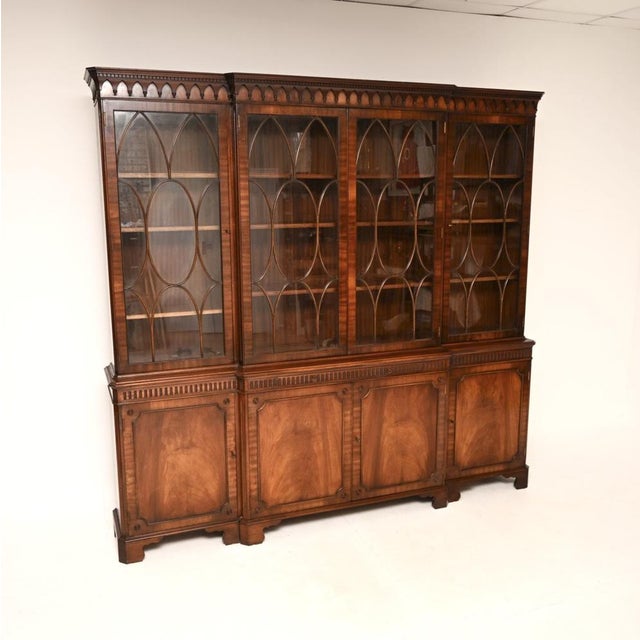 Antique Georgian Breakfront Bookcase, 1950s For Sale - Image 11 of 11