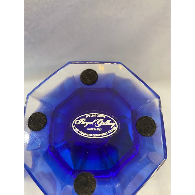 Lead crystal blue vases. These are a pair with no damage of any kind whatsoever. You are PURCHASING both of the vases, not...