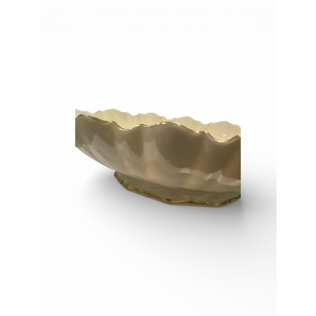 1970s 1970s Lenox Symphony 24k Gold Trim Oval Scallop Footed Serving Bowl For Sale - Image 5 of 6