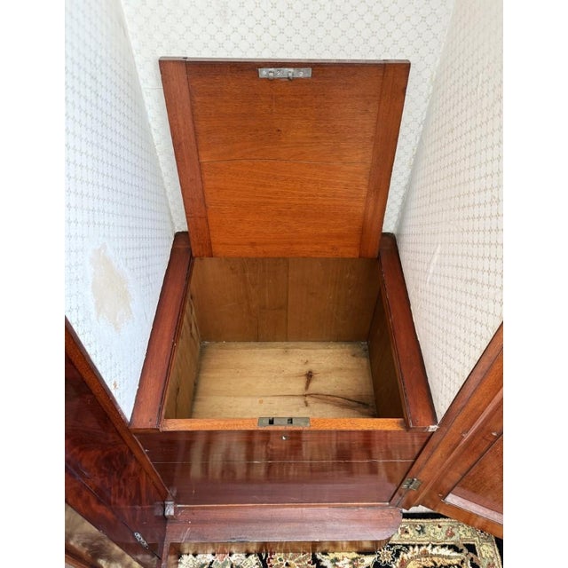 Wood 19th Century Flamed Mahogany Triple Wardrobe With Center Mirror & Fitted Interior For Sale - Image 7 of 18