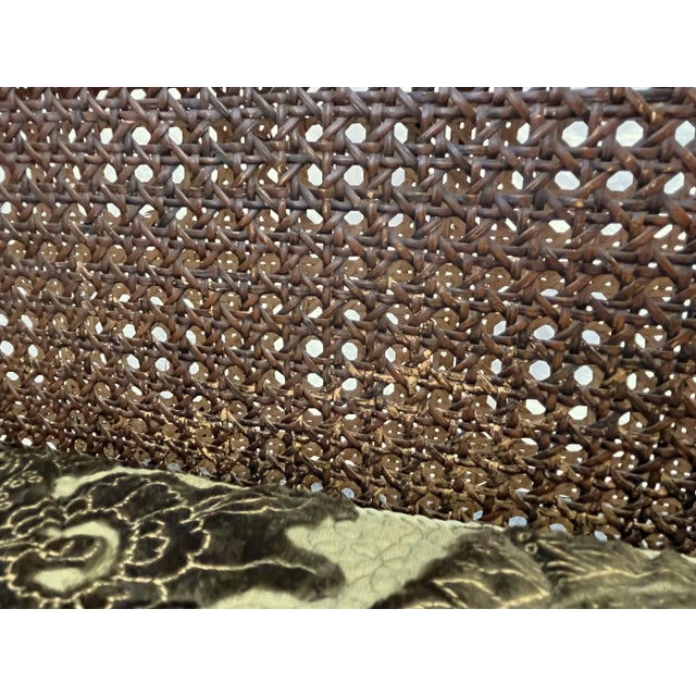 Antique French Cane Daybed With Carved Roses and Velvet Upholstery For Sale - Image 11 of 13