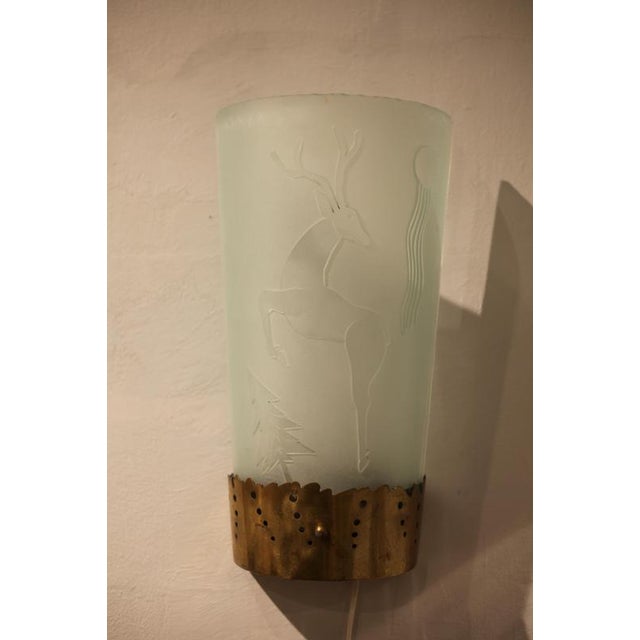 Wall Scones in Etched Glass Decor by Glössner, 1890s, Set of 2 For Sale - Image 10 of 15