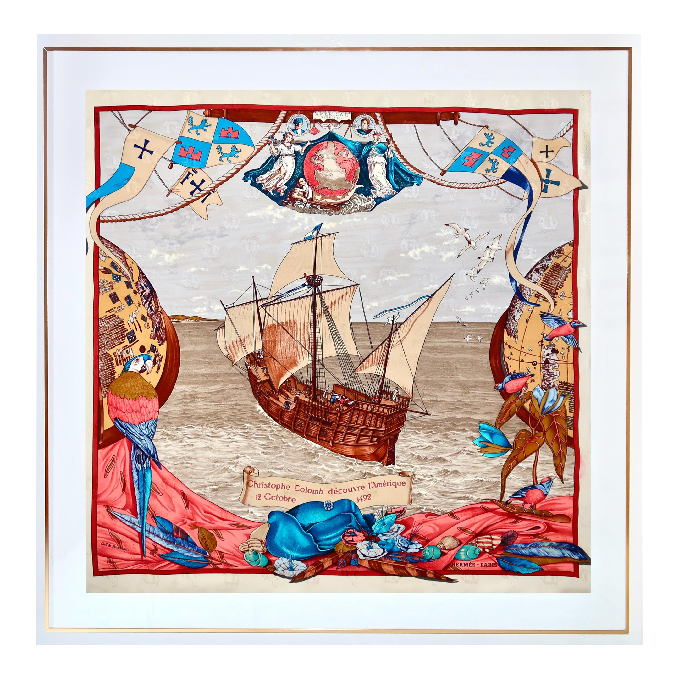 Framed Hermès Silk Scarf 